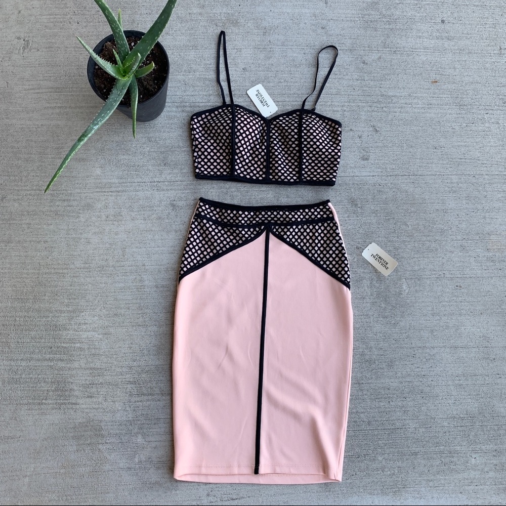 NWT pink and black two piece